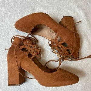 Torrid Lattice Ankle Strap Block Heels Blush 9.5